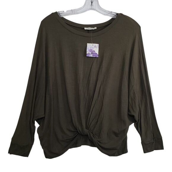 New ee:some Woman's Twisted Front Olive Blouse, Size Small - Picture 1 of 8